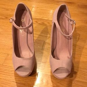 Light Pink Suede Heel-less High Heels